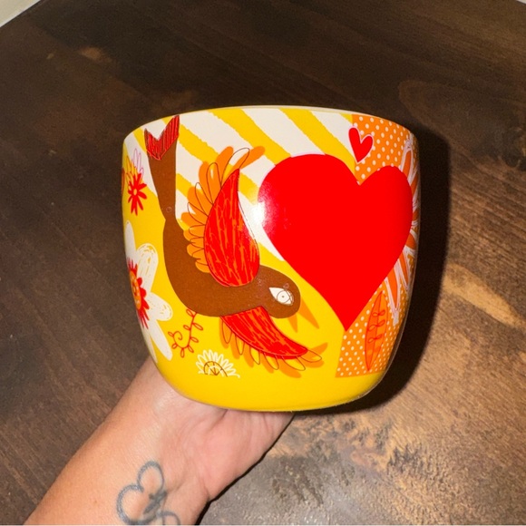 Nestle Abuelita Colorful Brown Bird Red Wings Heart Flowers, Coffee Tea Cup Mug - Picture 2 of 10